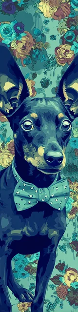 Free dog bookmarks featuring a long ear black dog on blue